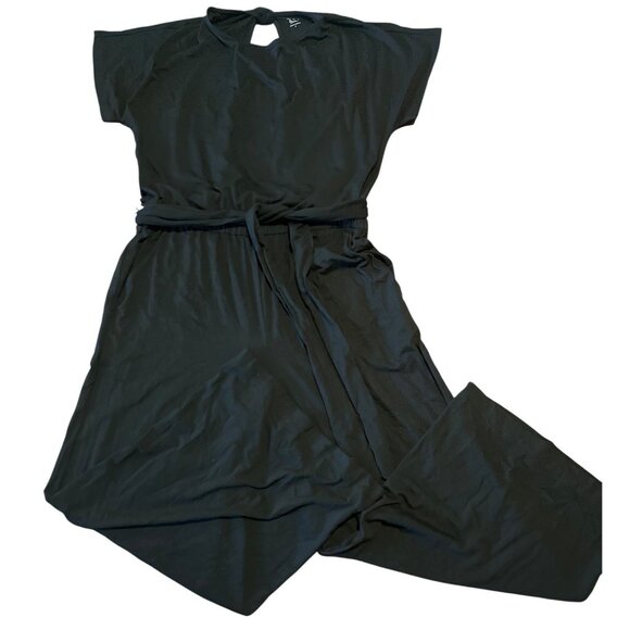 LOFT Beach Black Jumpsuit Small tie v back short sleeve wide leg - Picture 1 of 6